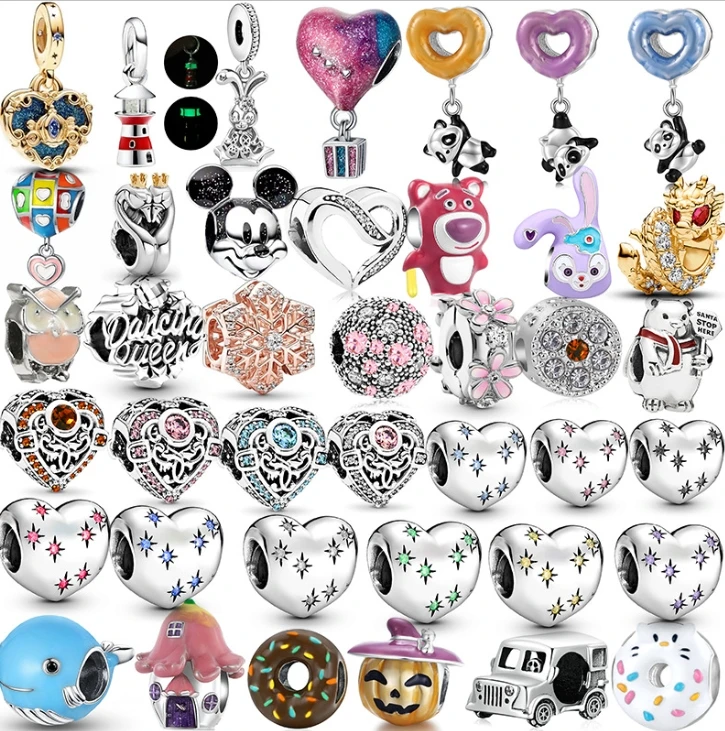 Mixed  new heart charm 2024 metal pan dora charms for bracelets
