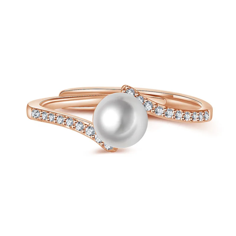 GRW40105    Open freshwater pearl ring female fashion personality niche design light luxury index finger ring tail ring