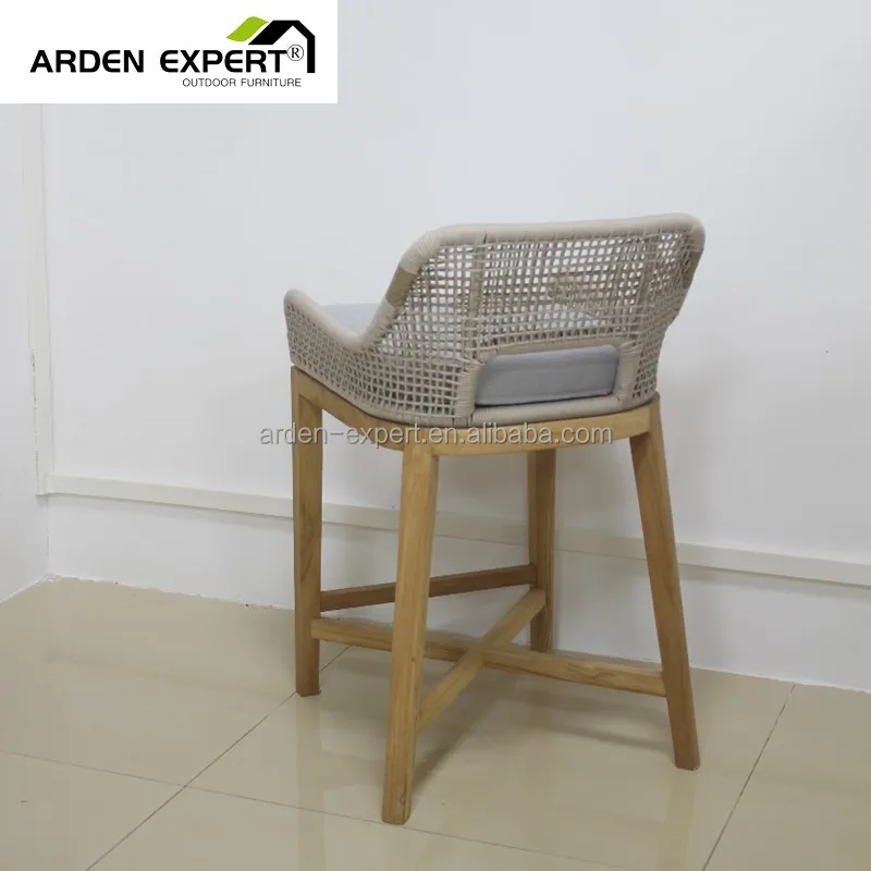 Resorts Restaurant Teak Counter Chair Home PubTeak Modern High Chair Wooden Terrace Bar Stool Outdoor All Weather Bar High Chair
