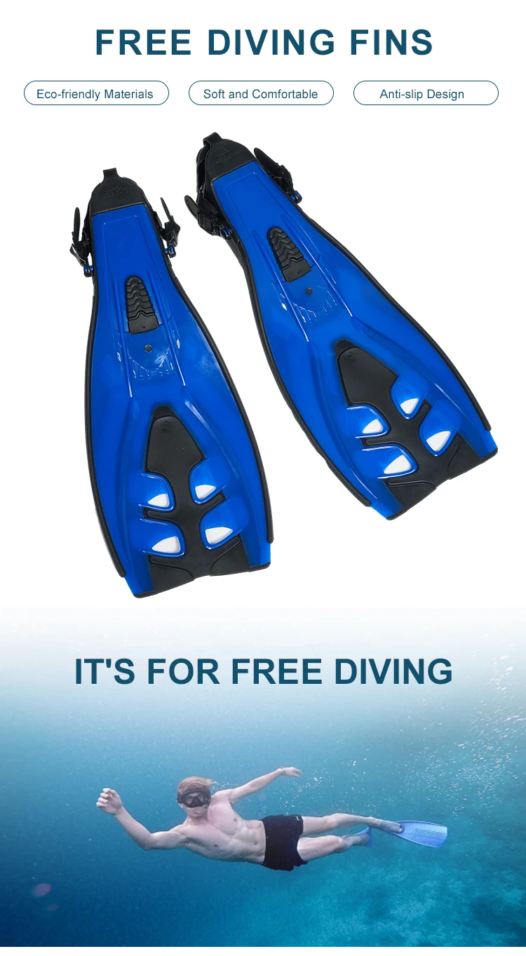 Factory Professional Swimming Diving Snorkeling Flipper Equipment Long Blade Freediving Fins