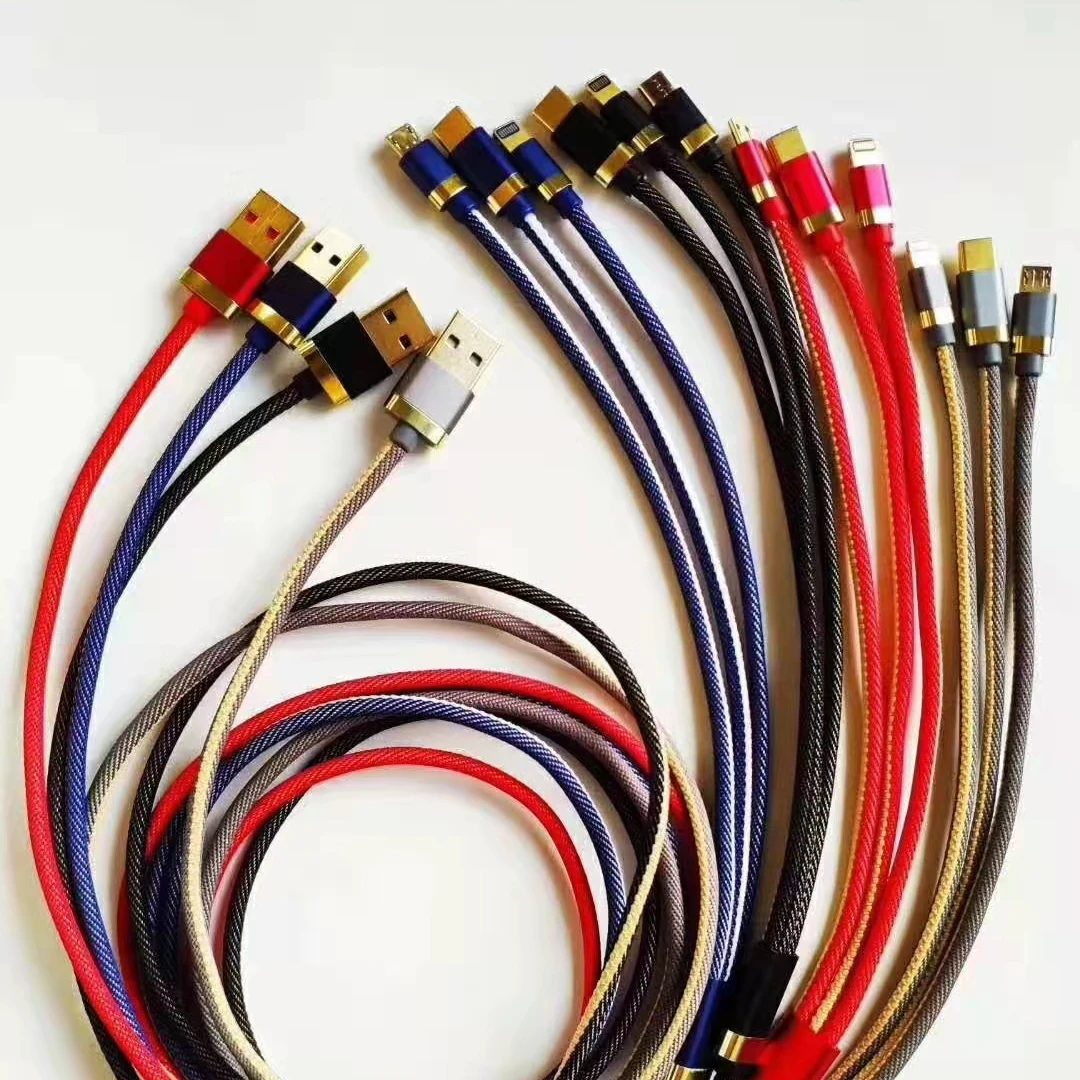Оптовая продажа, USB 3 в 1, кабель для передачи данных для мобильного телефона, кабель для быстрой зарядки и передачи данных для мобильного телефона, USB нейлоновый плетеный кабель для передачи данных