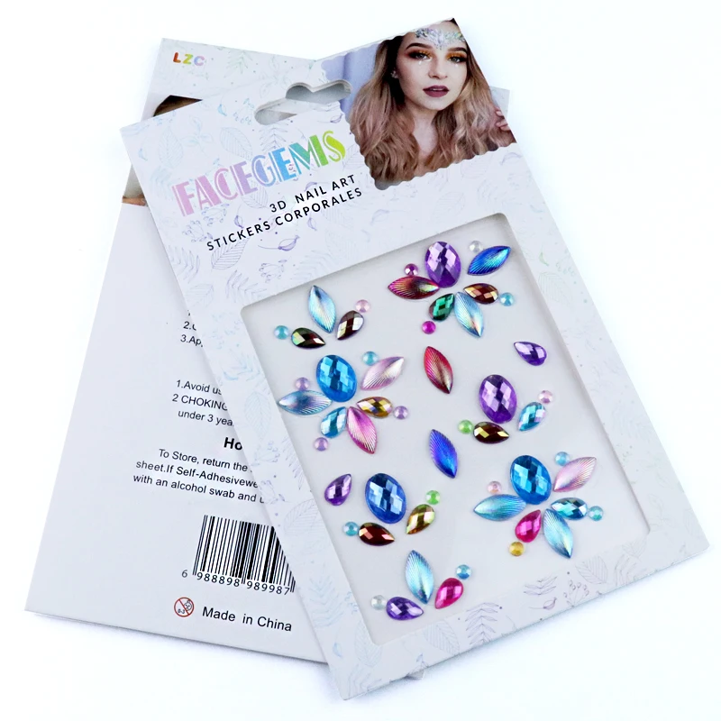 GP голографическая Водонепроницаемая стикер для лица со стразами