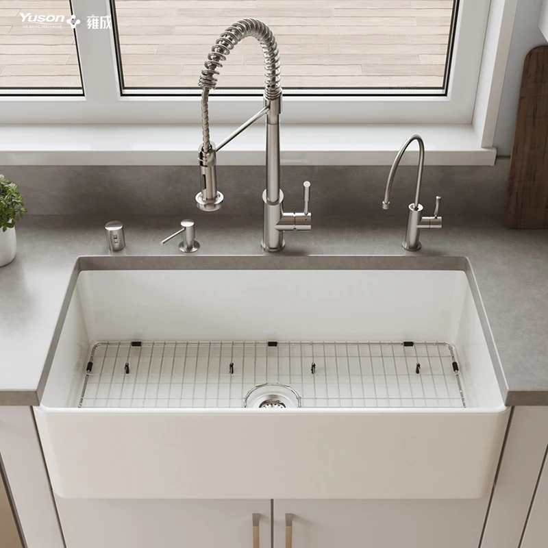 YUSON YS27101W-3618 FFC 36 дюймов фартук дом кухонная раковина Белый Фартук Кухонная мойка