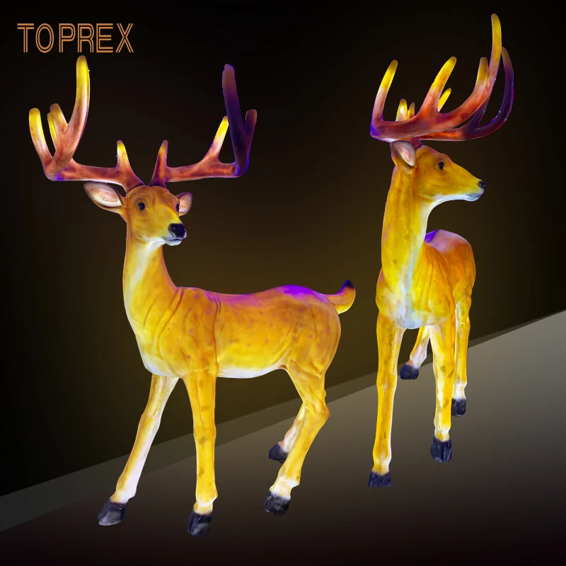 Outdoor waterproof resin crafts led light up jungle animal reindeer sculpture