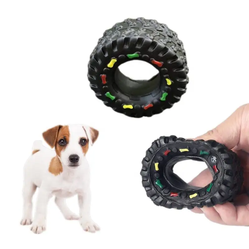 Vinyl rubber tire shaped squeaky dog and cat pet chew toy