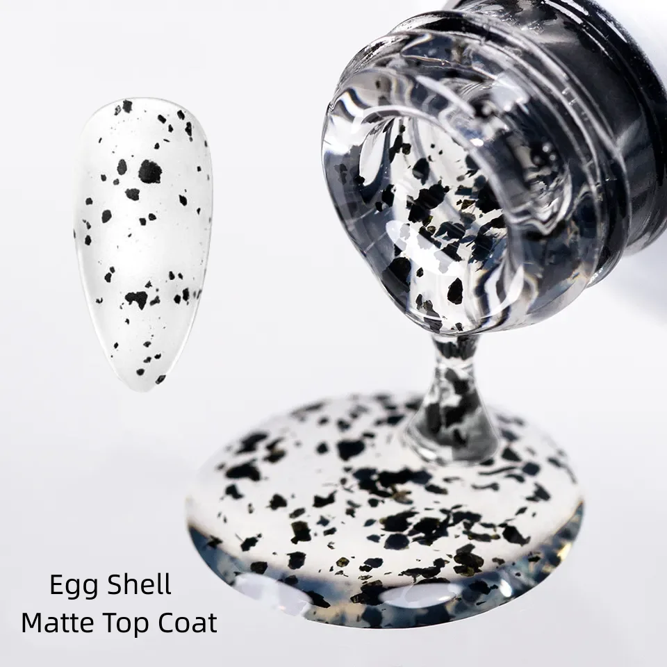 Soak Off 15ml Non-toxic Clear OEM ODM Spots Eggshell Top Coat UV Gel Nail Polish