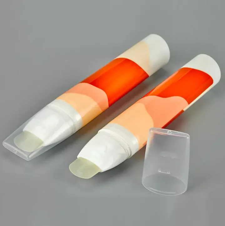 Customs design flat shape silicone spatula silicone applicator PE material skin care cream tube