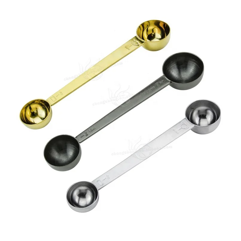 Measure Coffee Bean and Tea Leaf Sets Metal Double Head Stainless Steel Coffee Measuring Spoons
