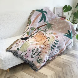Custom Cotton Polyester Yarn Dye Weaving Accept Custom Artwork With Logo Cheap Throws Sofa Tapestry Knitted Woven Blanket