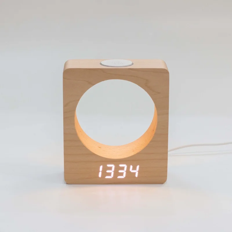 BETTER Moon design led touch control wooden wake up alarm clock night light