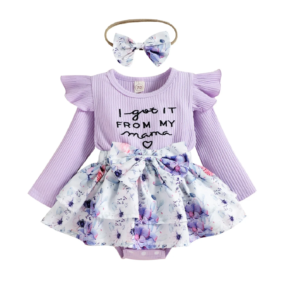 Custom Logo 1Pcs RTS Spring Autumn Bodysuit Baby Girls Newborn Infant Toddler Clothes Snap Button Ribbed Cotton Embroidered
