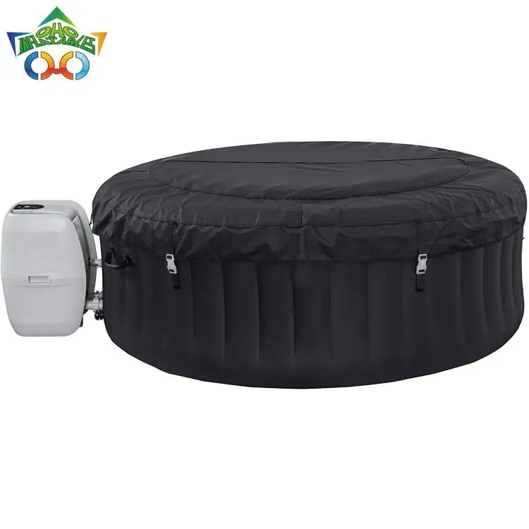 OHO Factory Price 2 4 6 Adults Round Portable Lazy Spa Outdoor Whirlpool Soft Inflatable Hot Tub with Cover Filter