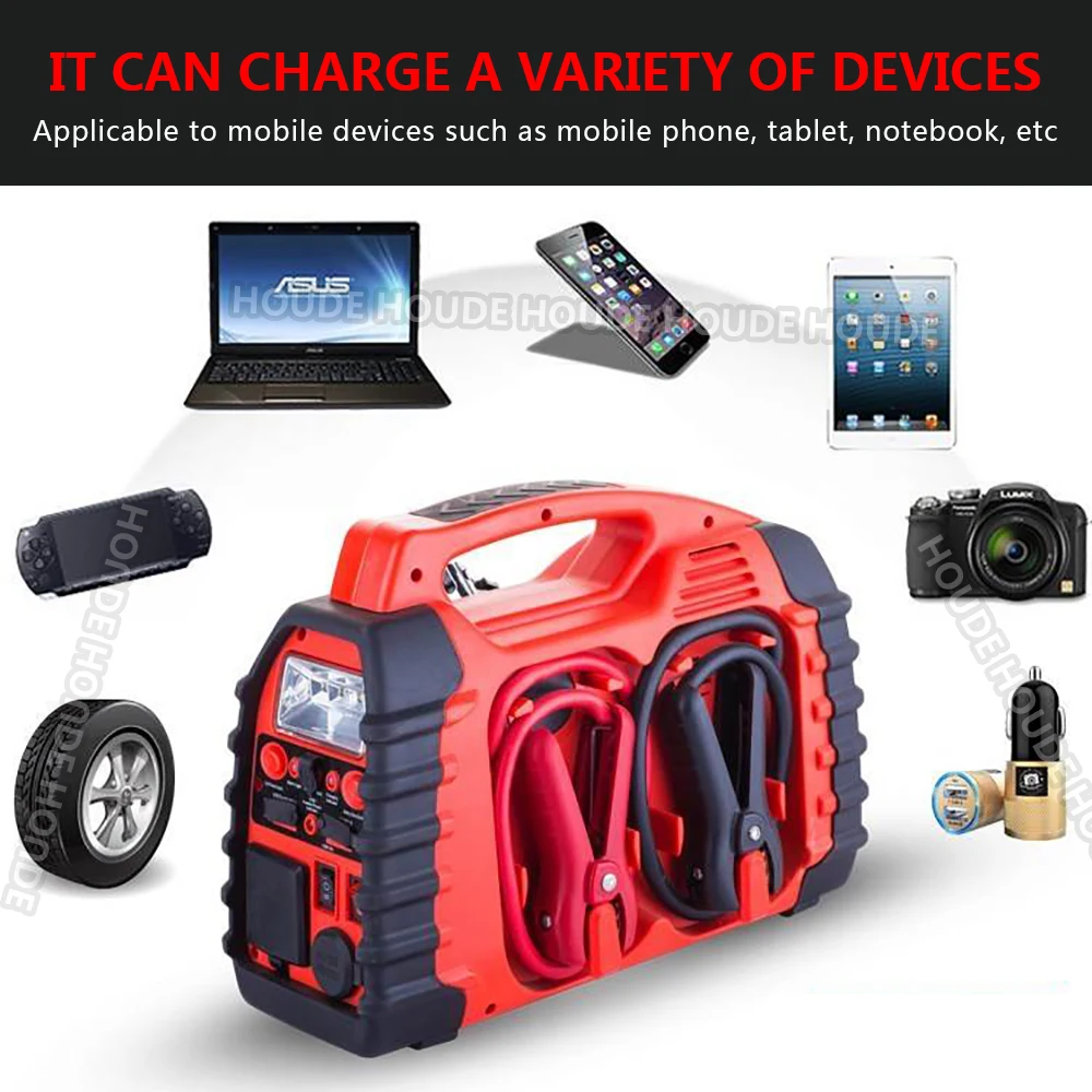 Portable  20000mAh Starter 12V Car Jump Starter Kit with Air Pump with Pressure Gauge 150PSI Car Tire Tump with Led Light
