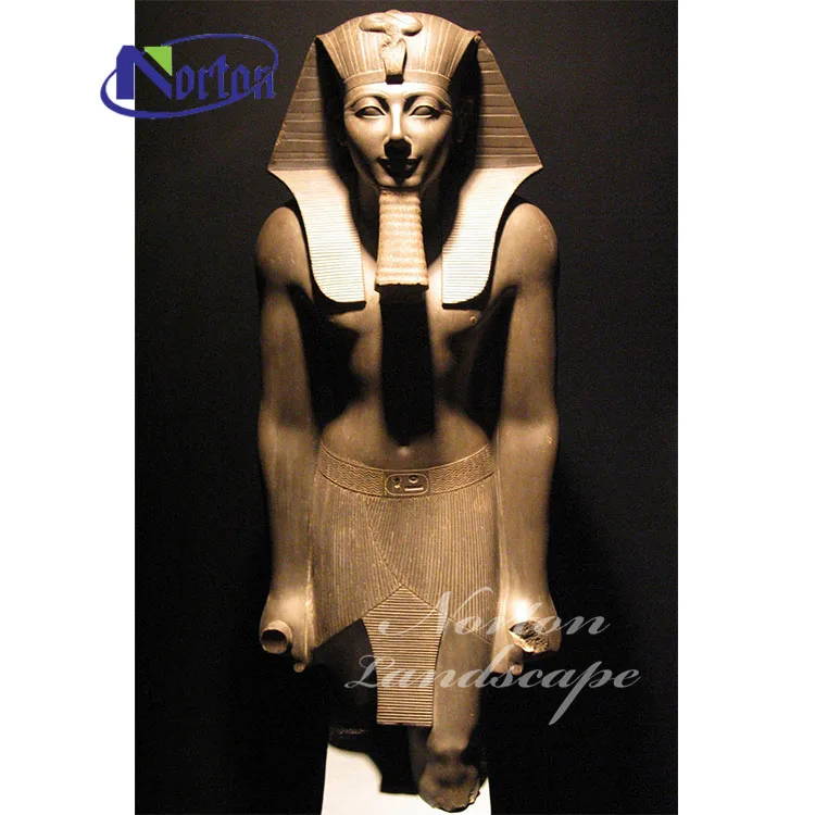 Norton Factory Supply Stone Carving Egyptian Sculpture Life Size Black Marble Pharaoh Statue For Sale