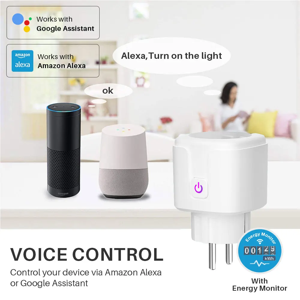  16A Wi-Fi Tuya Smart разъем питания (стандарт ЕС) монитор таймер приложение Life дистанционного Голосовое управление с Alexa Google Assistant