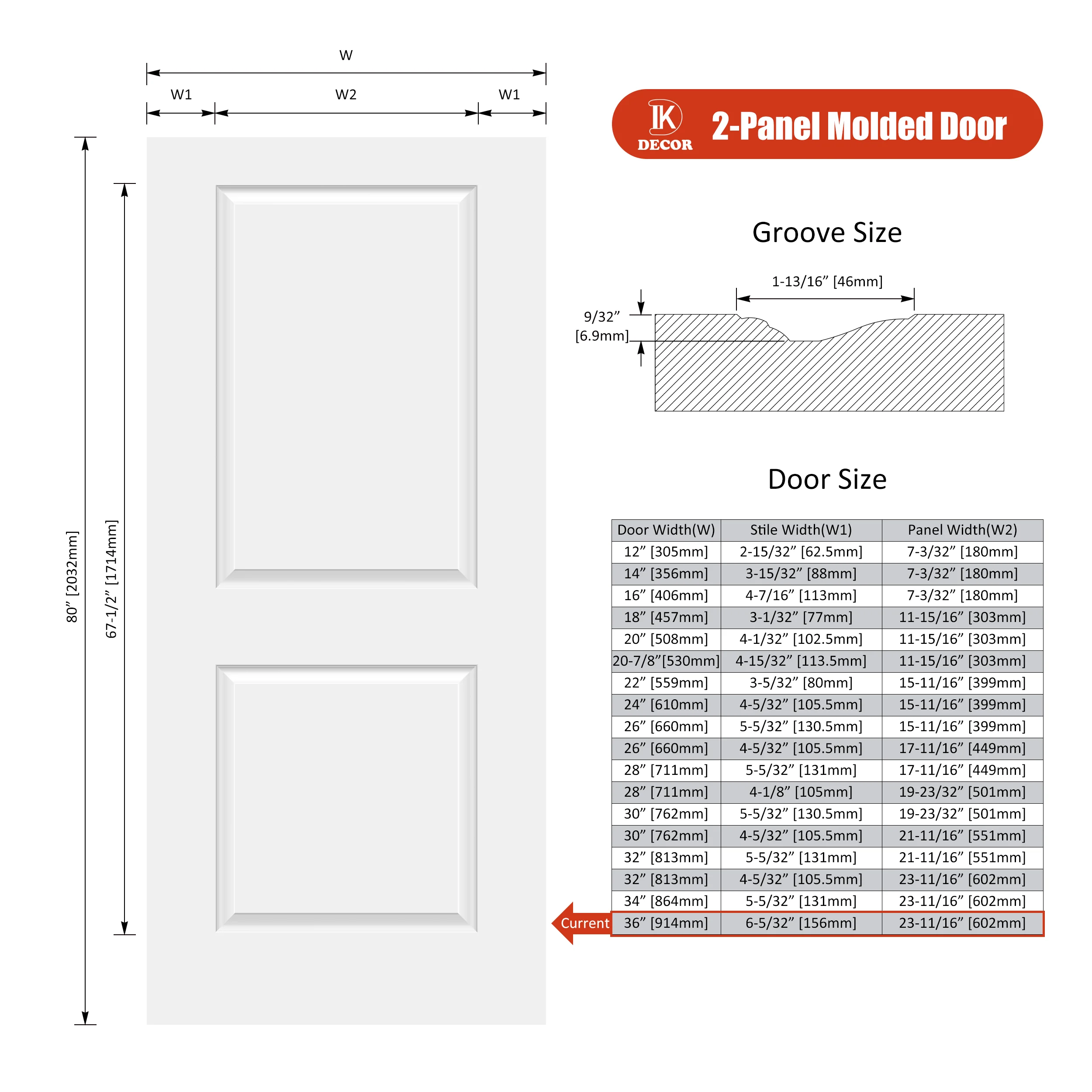 96 Inch 2 Panel White Pre Hung Interior Hollow Core Molded Wooden Doors For Home