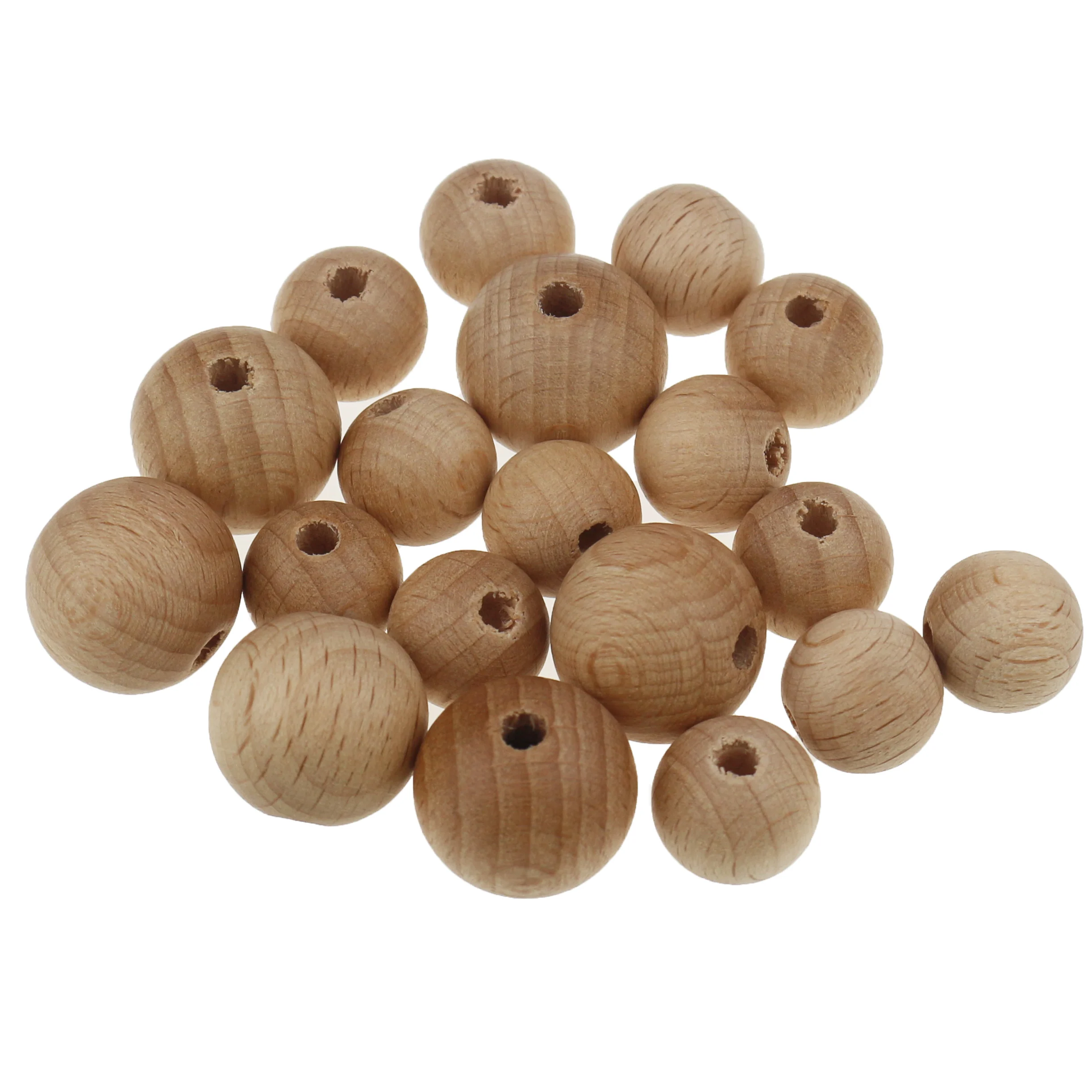 Natural Wood Balls 10/12/14/15/18/20mm Beech Balls Wooden Bulk Spacer Beads For Crafts DIY Jewelry Making