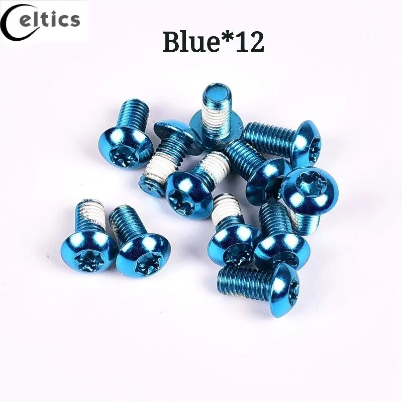 12PCS Colorful Bicycle Disc Brake Rotor Torx Bolts T25 M5x10mm MTB Bike Alloy Steel Disc Brake Rotor Fixing Screws