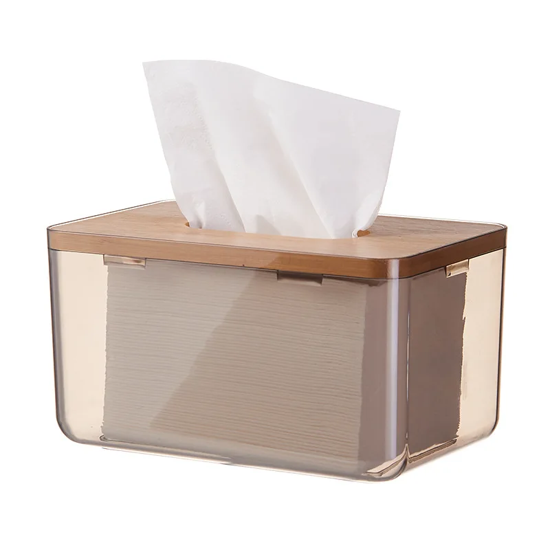 Home Bathroom Acrylic Tissue Box Holder With Cover Rectangular Facial Tissue Box