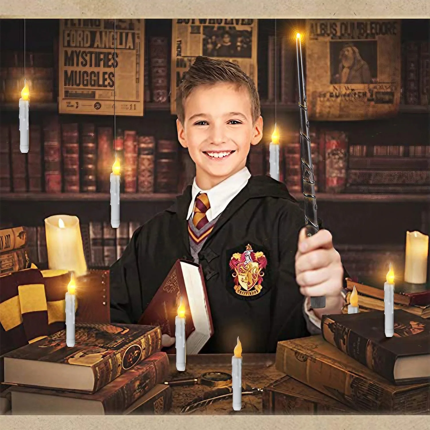 Floating Candles With Magic Wand Flickering Flameless Christmas Led Candle Light