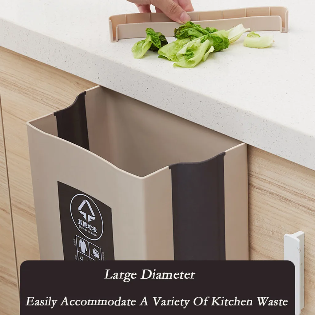 Folding Waste Bins Kitchen Hanging Collapsible Dry Wet Separation Trash Can Kitchen Cabinet Door Hanging Trash Can Garbage Can