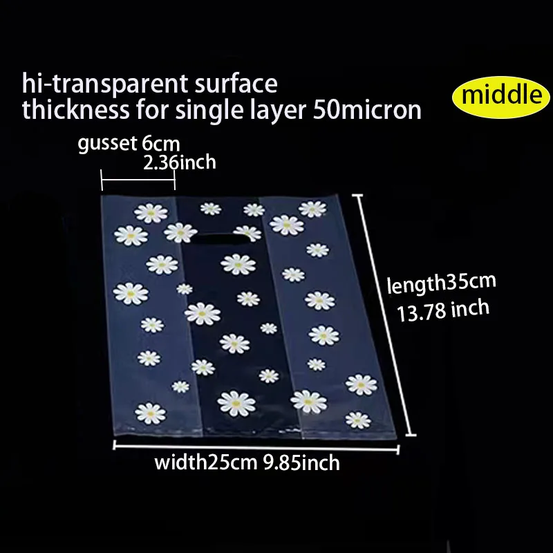 100pcs Up Order 25x35cm Plastic PE Bag  Punched hole Side Gusset Bags Doggy Bags For Grocery