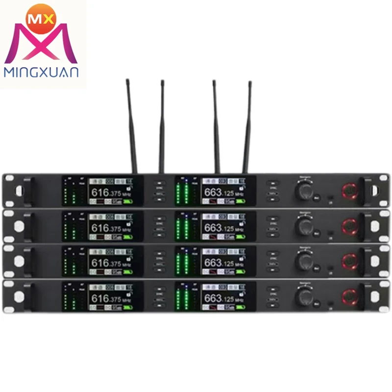 Wireless True Diversity Dual Microphone Uhf Professional Conferences Speeches Black Metal