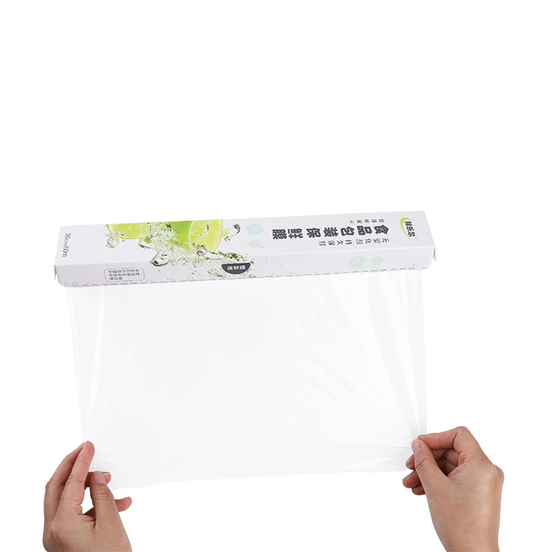 Qingdao Zhengdexiang factory price good quality food grade pe clear cling wrap film with metal cutter