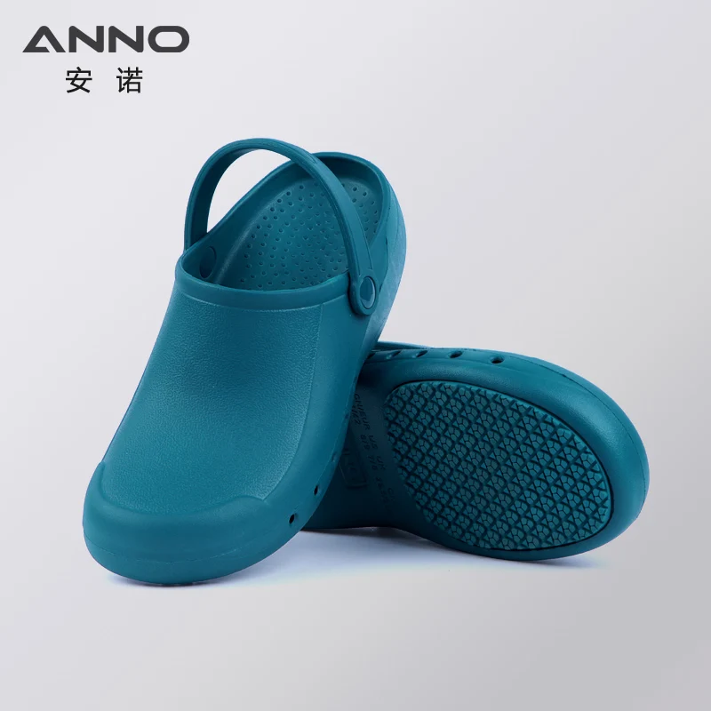 Anno EVA Medical Shoes Slippers Hole Sandals with Shoestring  foothold Navy Dual use Non slip Work Shoes (1600413586218)