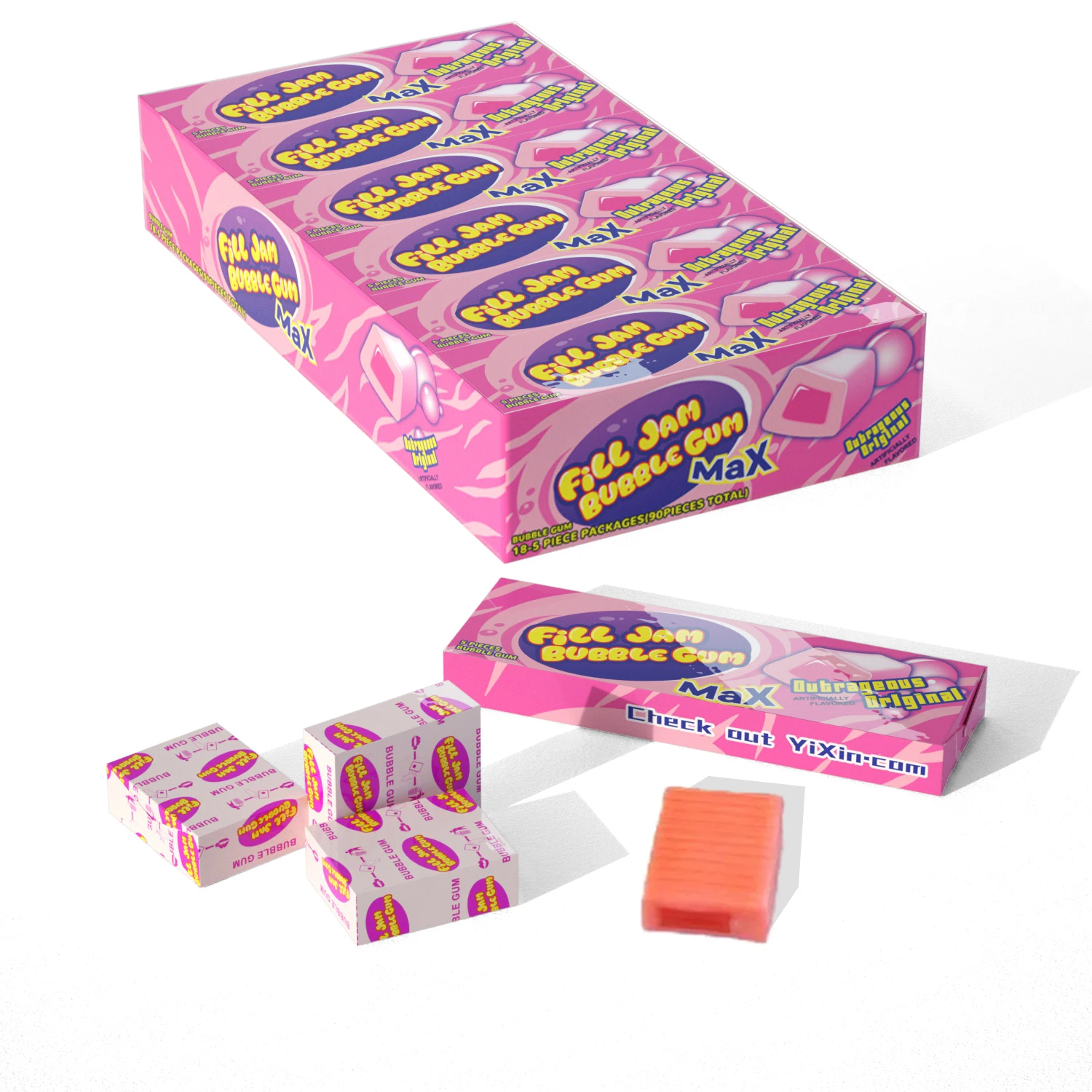 wholesale Mixed Fruit flavour jam filled chewing bubble gum