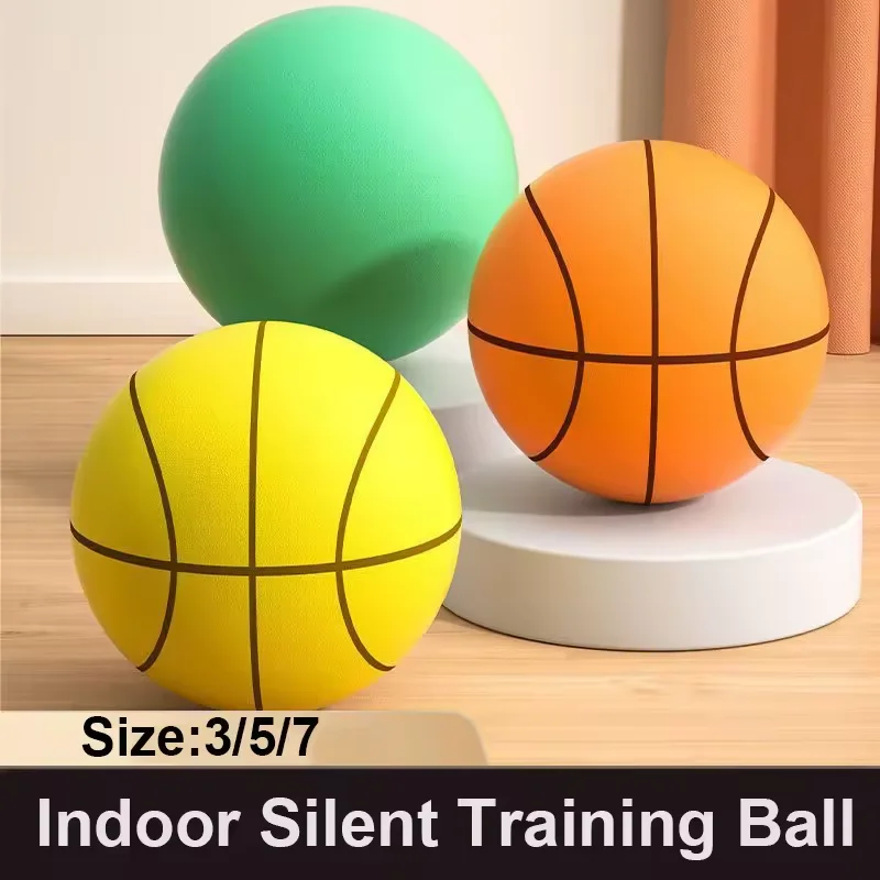 Custom Logo Silent Basketball Indoor Quiet Training Ball Lightweight Foam Soccer basketball   Ball Size 3 5 7