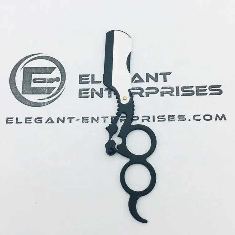 black white powder coated barber razor wholesale straight barber razor