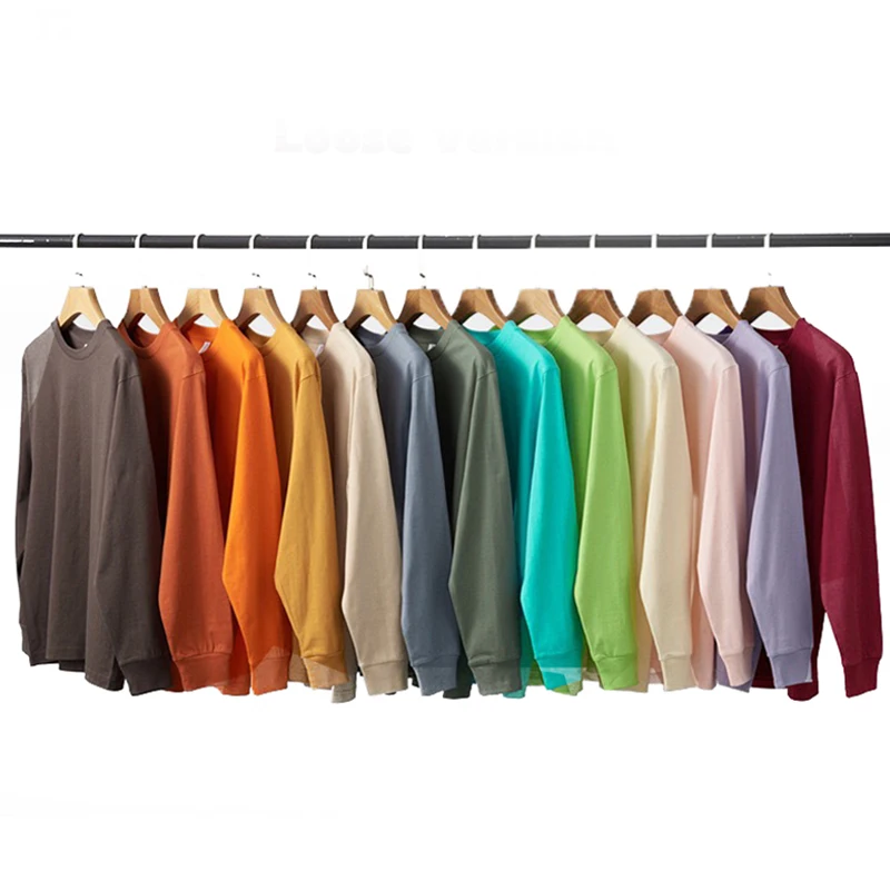 streetwear oversize hip hop  cotton custom printing long sleeve men t shirts