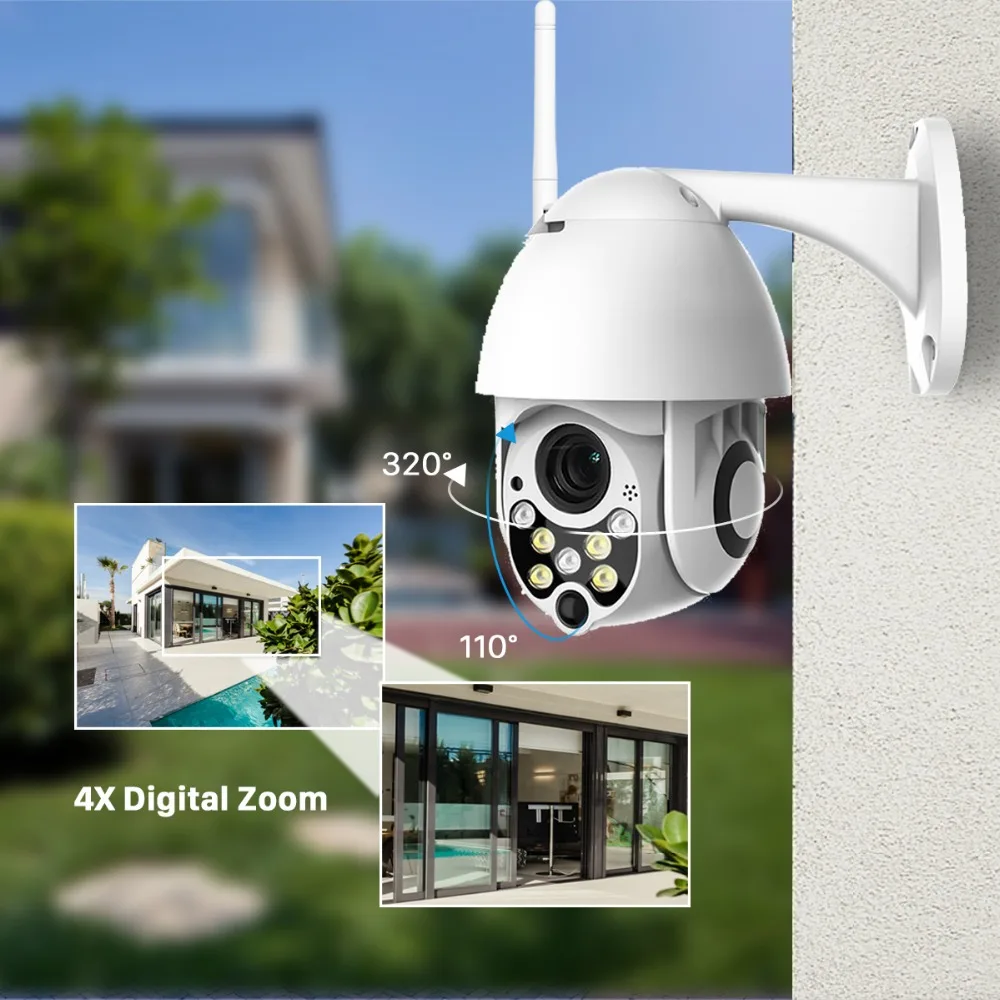 Outdoor Home Security Mini Speed Dome camera 1080P Waterproof Cloud PTZ Camera