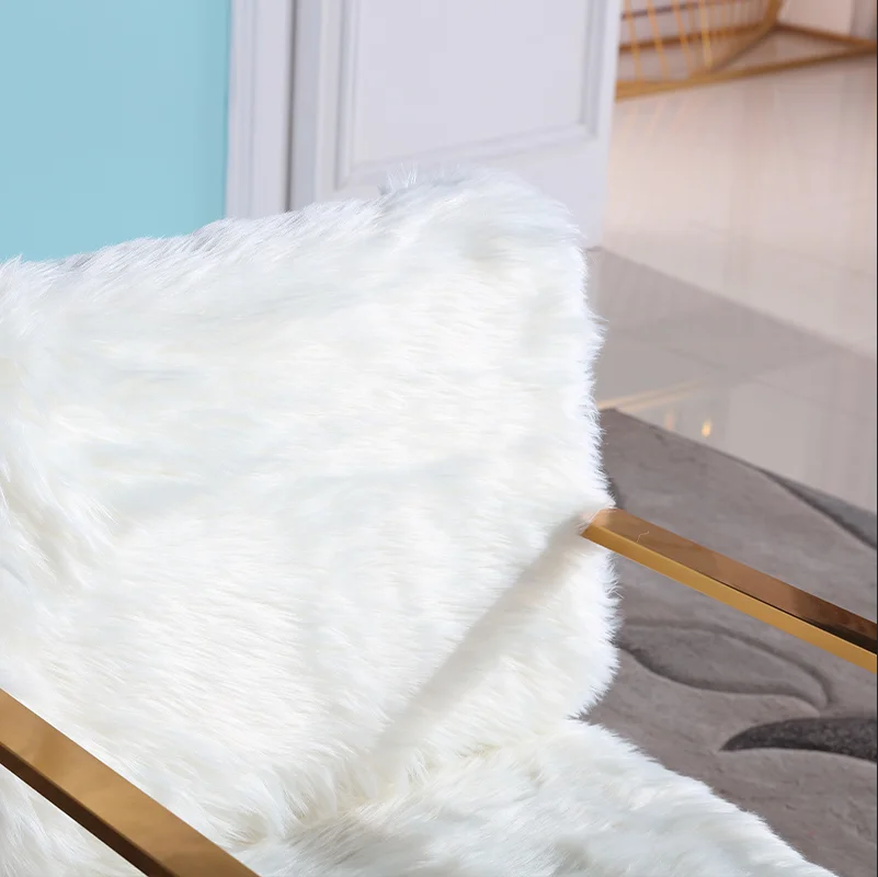 2021 light luxury single living room lounge chair with golden metal frame high-end appearance imported wool living room chair