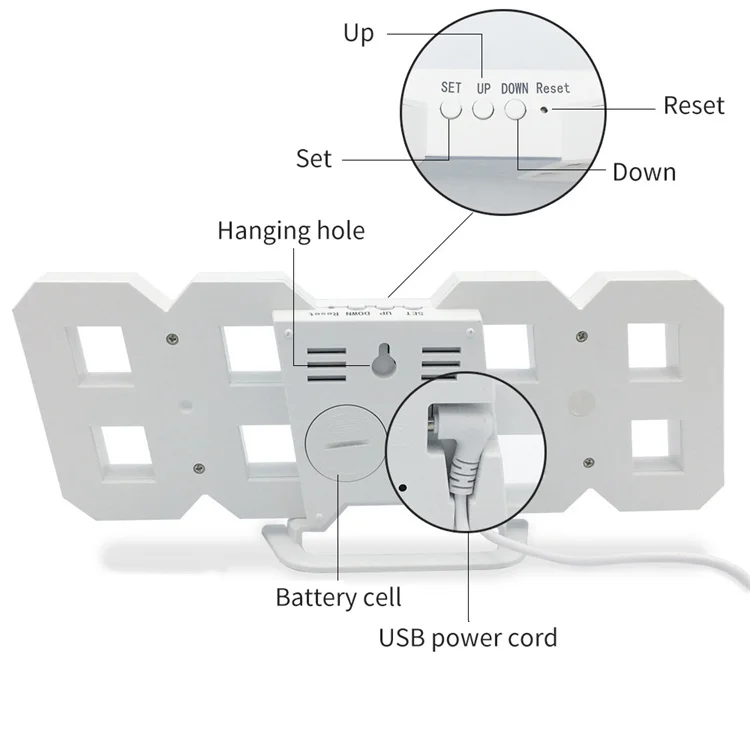 Amazon Electronic Hot Sale   3d Led Wall  Digital Clock Plastic with 3 Brightness  Adjustable