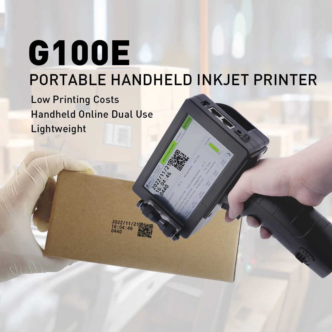 DOCOD G100 12.7mm Handheld Printer Gun Coding Machine Variable QR Bar Batch Code Number Logo Expiry Date Label Inkjet Printer