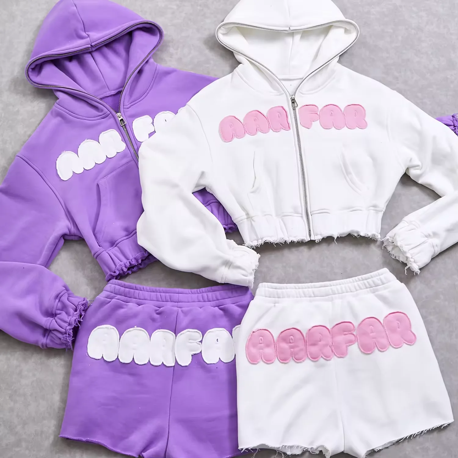Custom Embroidered Logo Cropped two piece pants set Velvet Ladies Hoodie And Jogger Set Tracksuit Two Piece Pants Set For Women