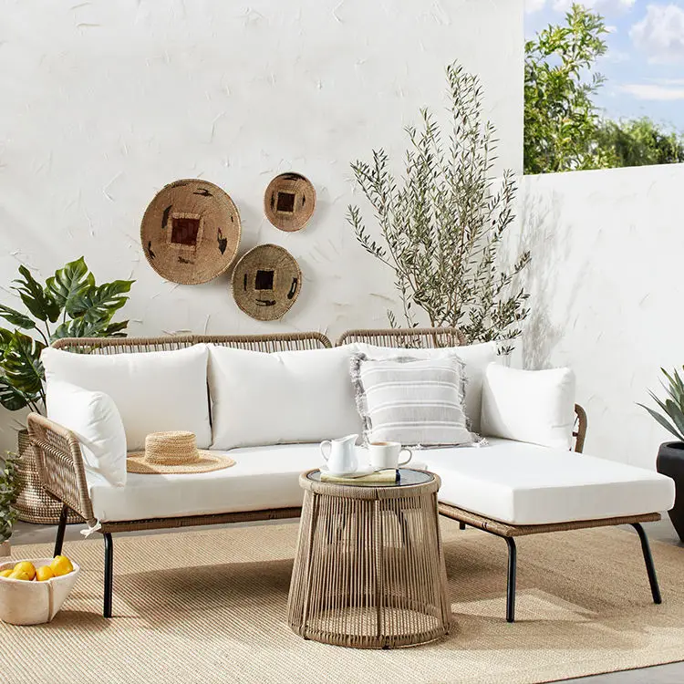 YASN Nordic наружная дверь Gartenmobel плетеная Терраса патио уличная мебель садовый диван набор из полиротанга