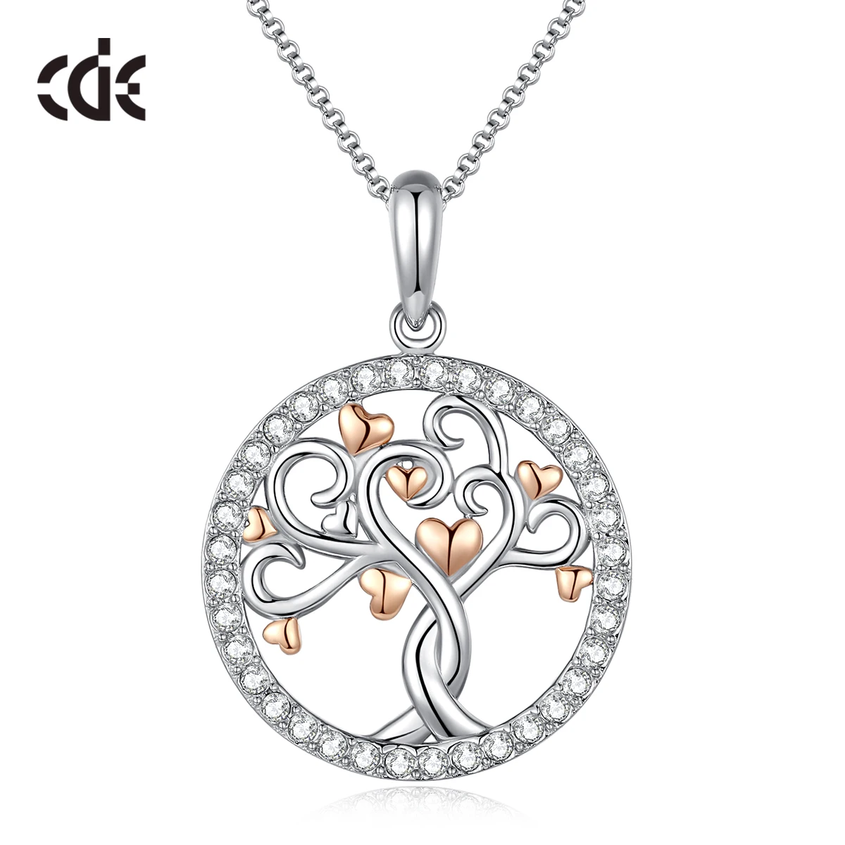CDE YN1091 Trendy Jewelry Solid 925 Sterling Silver Charms Necklace Rhodium Plated Tree of Life Necklace For Women