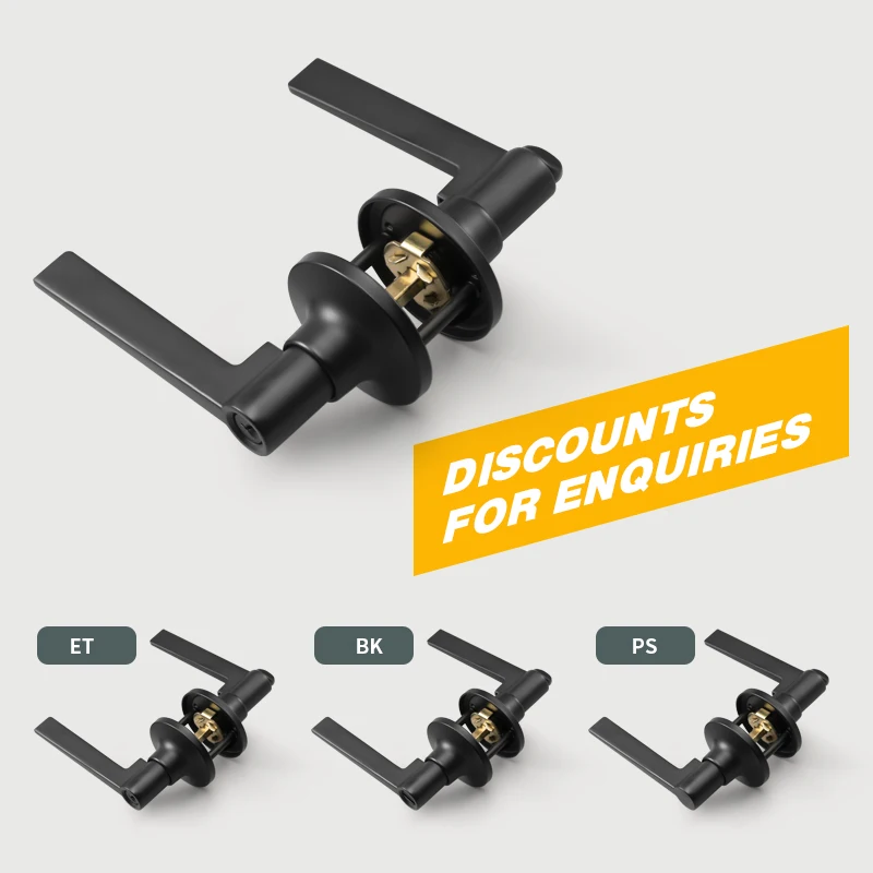 Matte Black Round Aluminum Alloy Bedroom Privacy Door Security Lock Leather Lever Handle Chrome  Black Modern Interior Door Lock