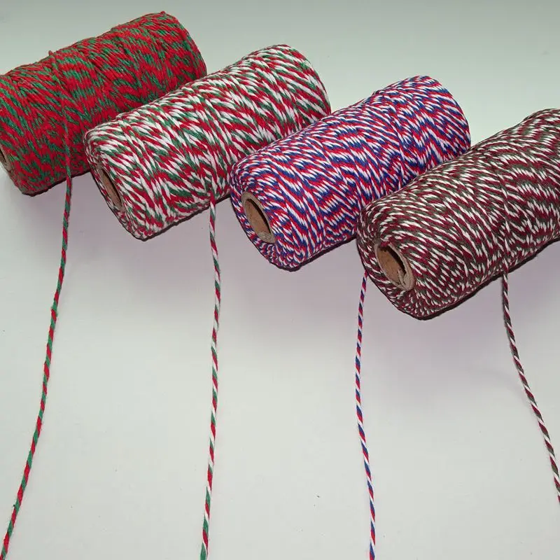 Thread Solid Cotton Rope 100m Double Colour Cotton Thread Decorative Packaging Cotton 2mm Jute Mercerized Embroidery Threads