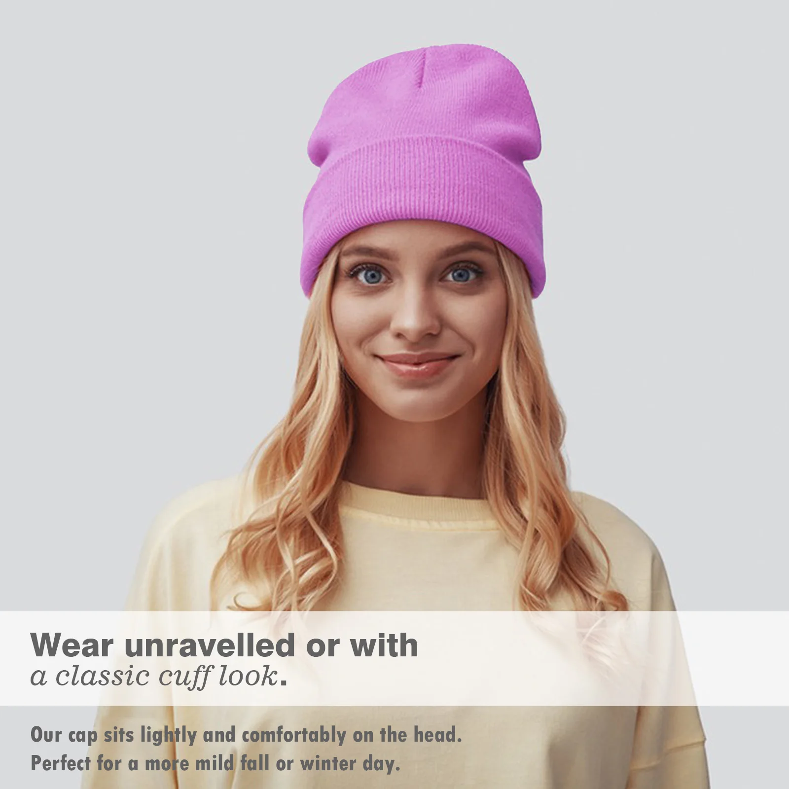 Custom 1pcs Skin Friendly 100% Cotton Rib Knit Cuffed Roll up Edge Beanie Hats for Men and Women