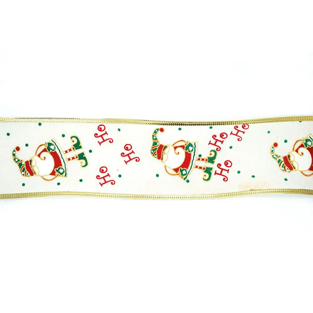 Christmas Father Wide Decoration Wired Gift Jute Ribbon Bow