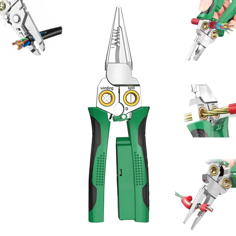 8 in 1 Multi-Function Wire Stripping Plier Stripper Crimping Tool Electrician Cable Cutter High-Precision Winding Wire Stripper