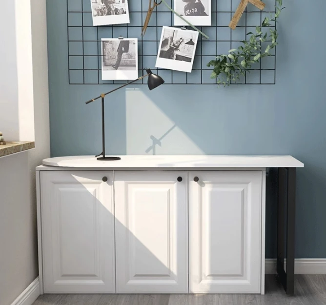 Rotating desk bookcase folding bed cabinet all-in-one multi-functional invisible home adult single double bed simple solid wood