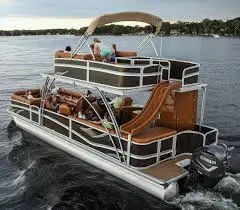30ft Luxury Double Decker Pontoon Boat Fishing With Electric Luxury Motors& Slide For Sale
