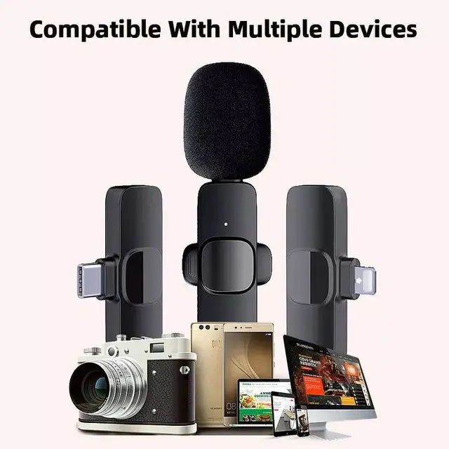 Portable Lavalier Wireless Microphone for Live Streaming Ultra-Low Latency Live Clip on Mini Microphone