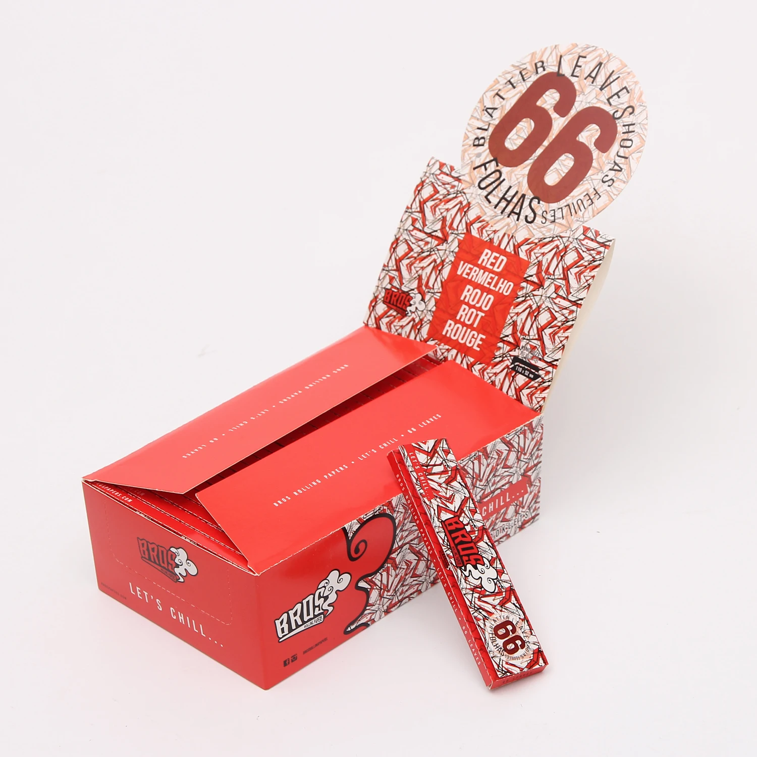 Bros 66 red smoke paper organic smoking rolling paper  tobacco rolling paper custom brand