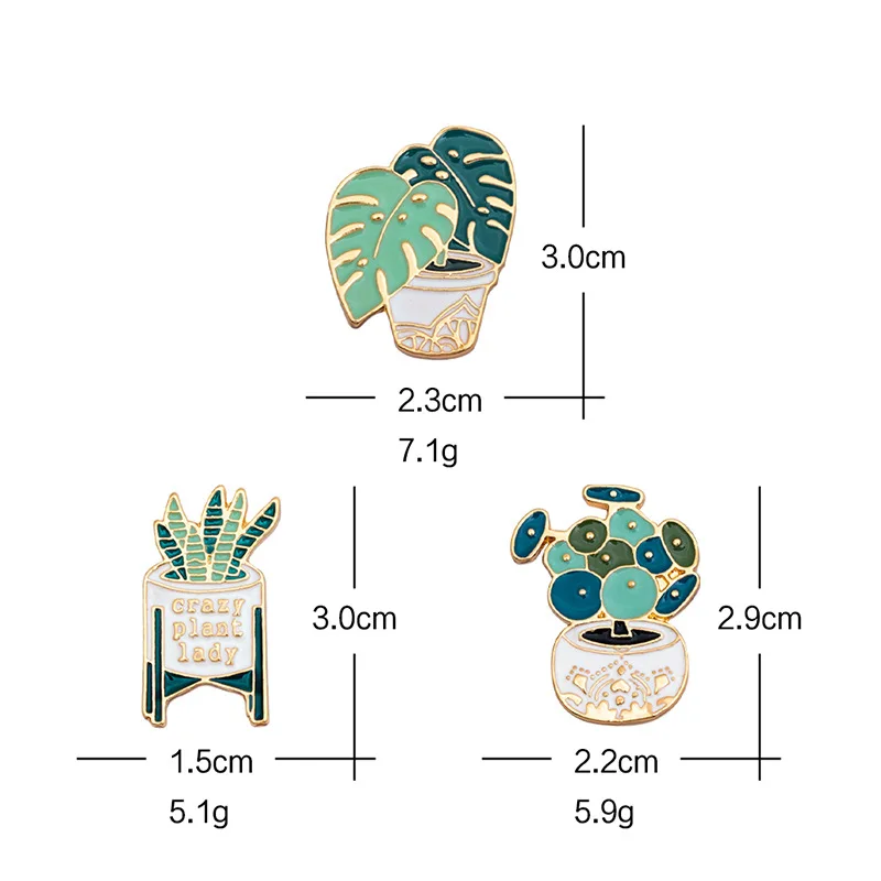 OEM/ODM Custom Cartoon Potted Plant Pins Monstera Cactus & Aloe Vera Plant Metal Badge Personalized Logo Hat Pins for Caps